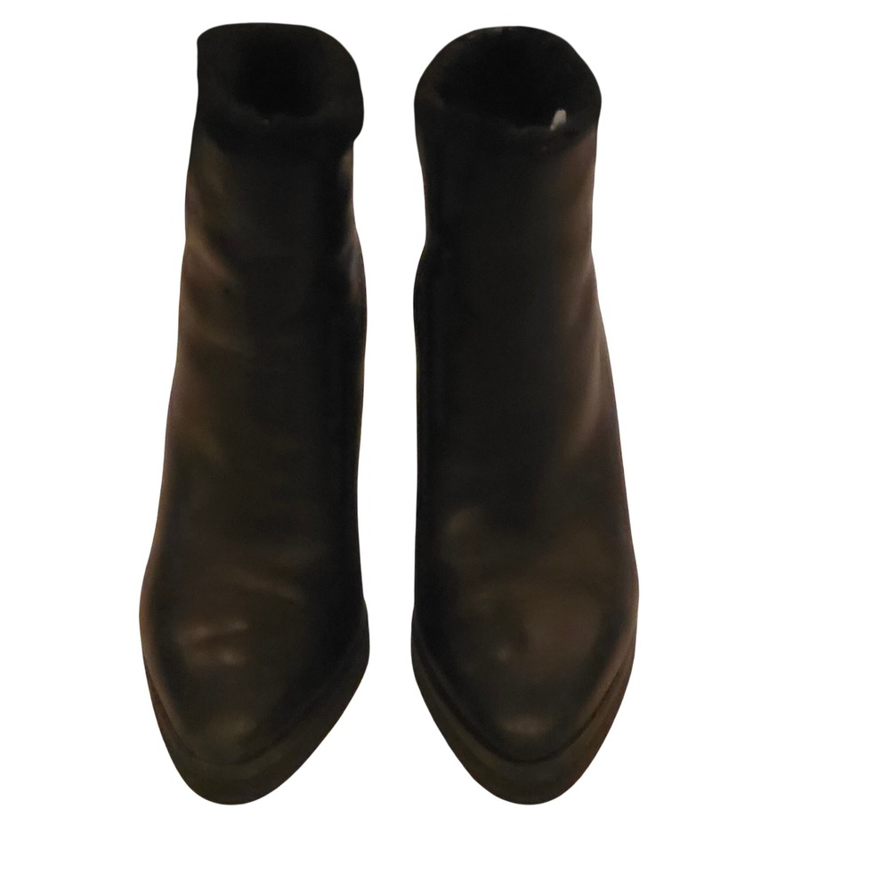 Tamara Mellon 36.5 US6.5 Black Leather Wedge Boots Fur Trim Made in‎ Italy